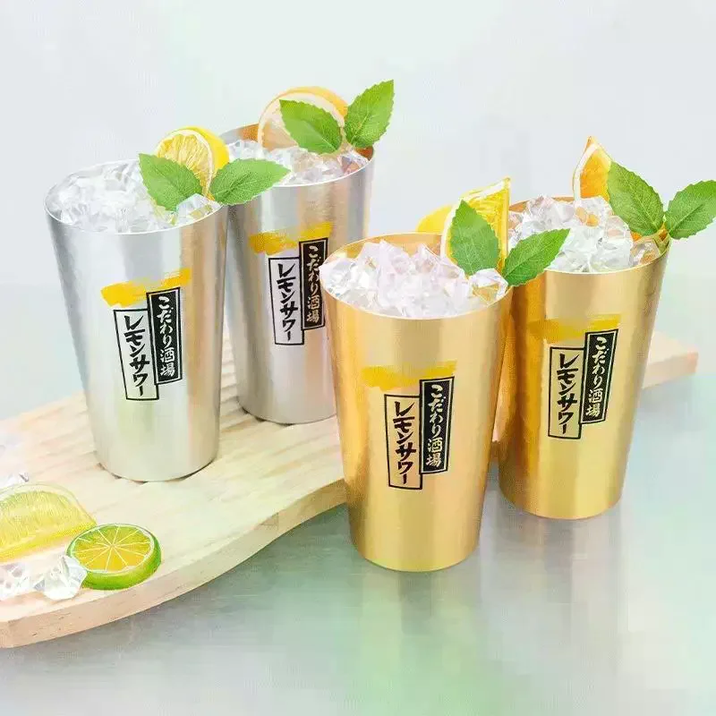 1/5/6Pcs Aluminum Beer Mugs Set Gold Silver Reusable Drinking Mug For Beer Water Juice Outdoor Camping Party Use Chill
