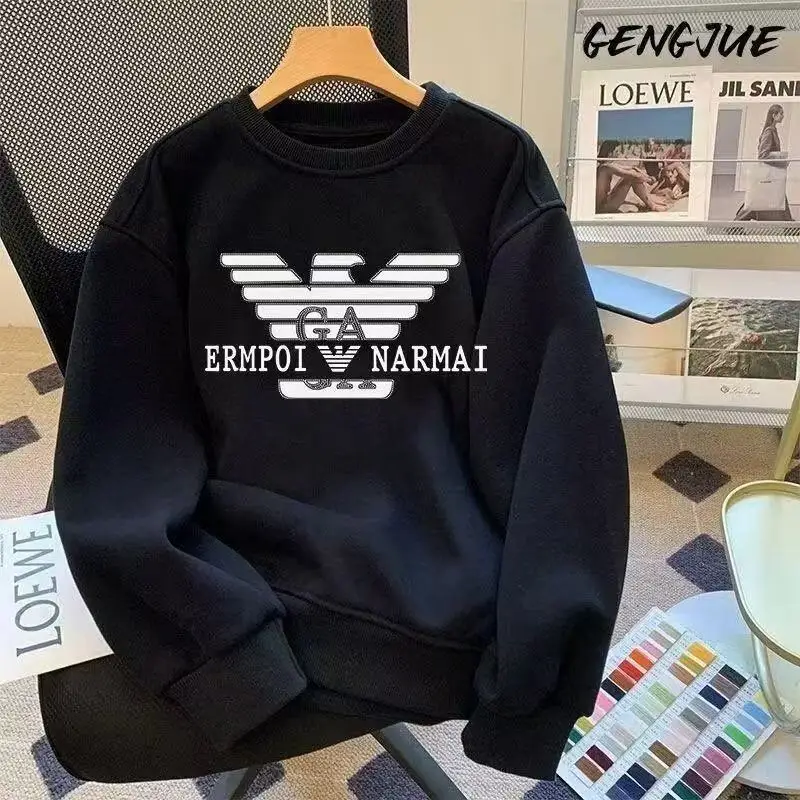 Boys' Eagle Letter Print Crewneck Sweatshirt, Casual Loose Long-Sleeve Pullover Hoodie – Trendy Streetwear for Fall/Winter