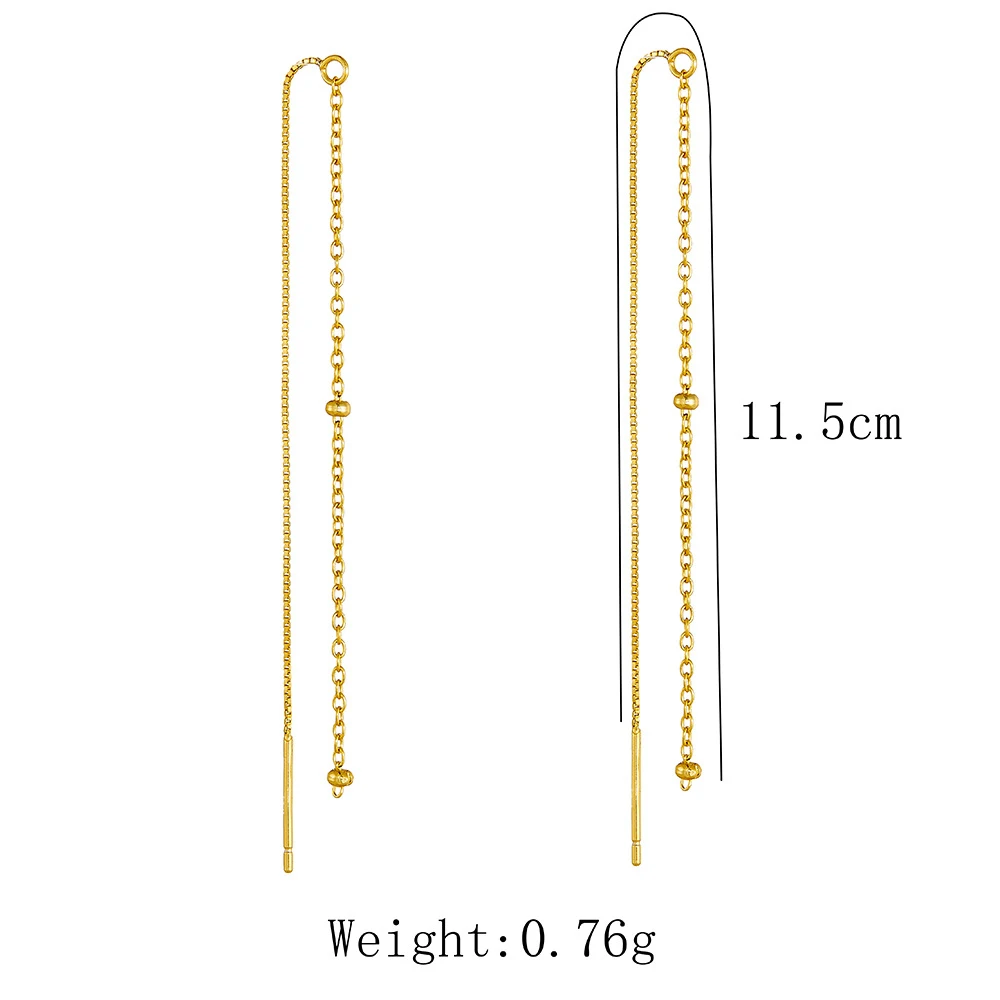 

S925 Sterling Silver European & American Style Long Tassel Threader Beaded Chain Earrings Women's Fashion Elegant Drops