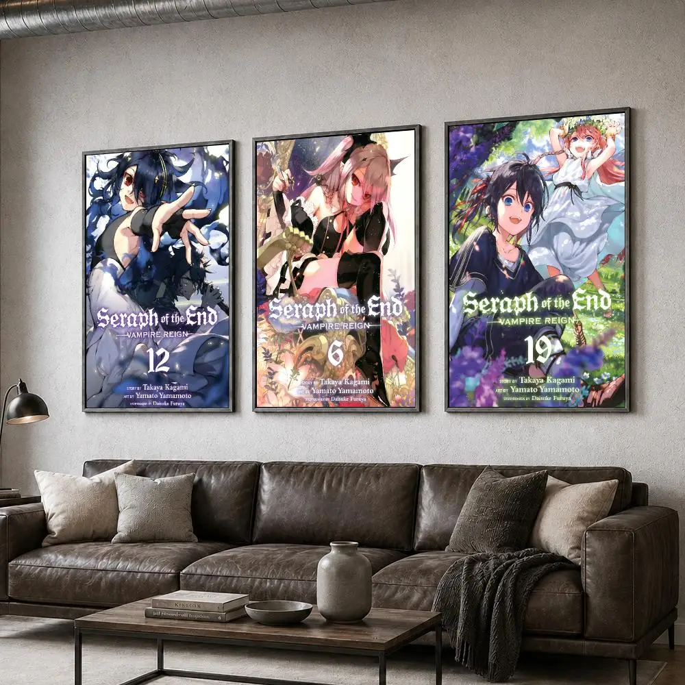 Anime Seraph Of The End Yu Mika Shonen Poster  PP Self Adhesive Home Garage Dorm Bar Wall Decor Aesthetic Retro Gift