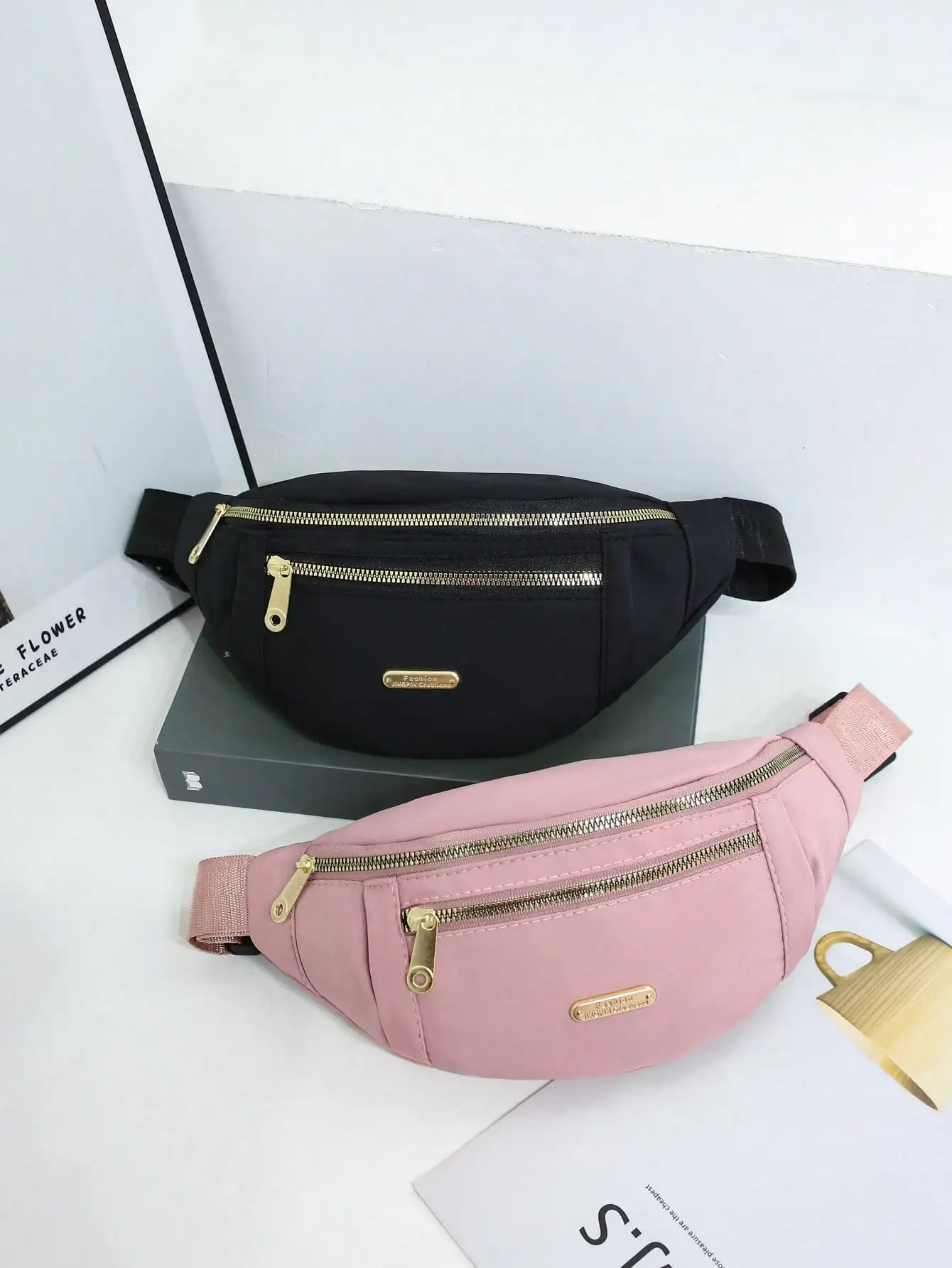 

2pcs Women's Waterproof Waist Bag, Shoulder Bag, Crossbody Bag, Preppy Bum Bag For The First Day Of School