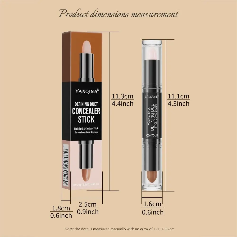 2in1 Face Foundation Cosmetic Makeup Tools Double Head Highlight Contour Stick Long Lasting Stereomodification Concealer Pen