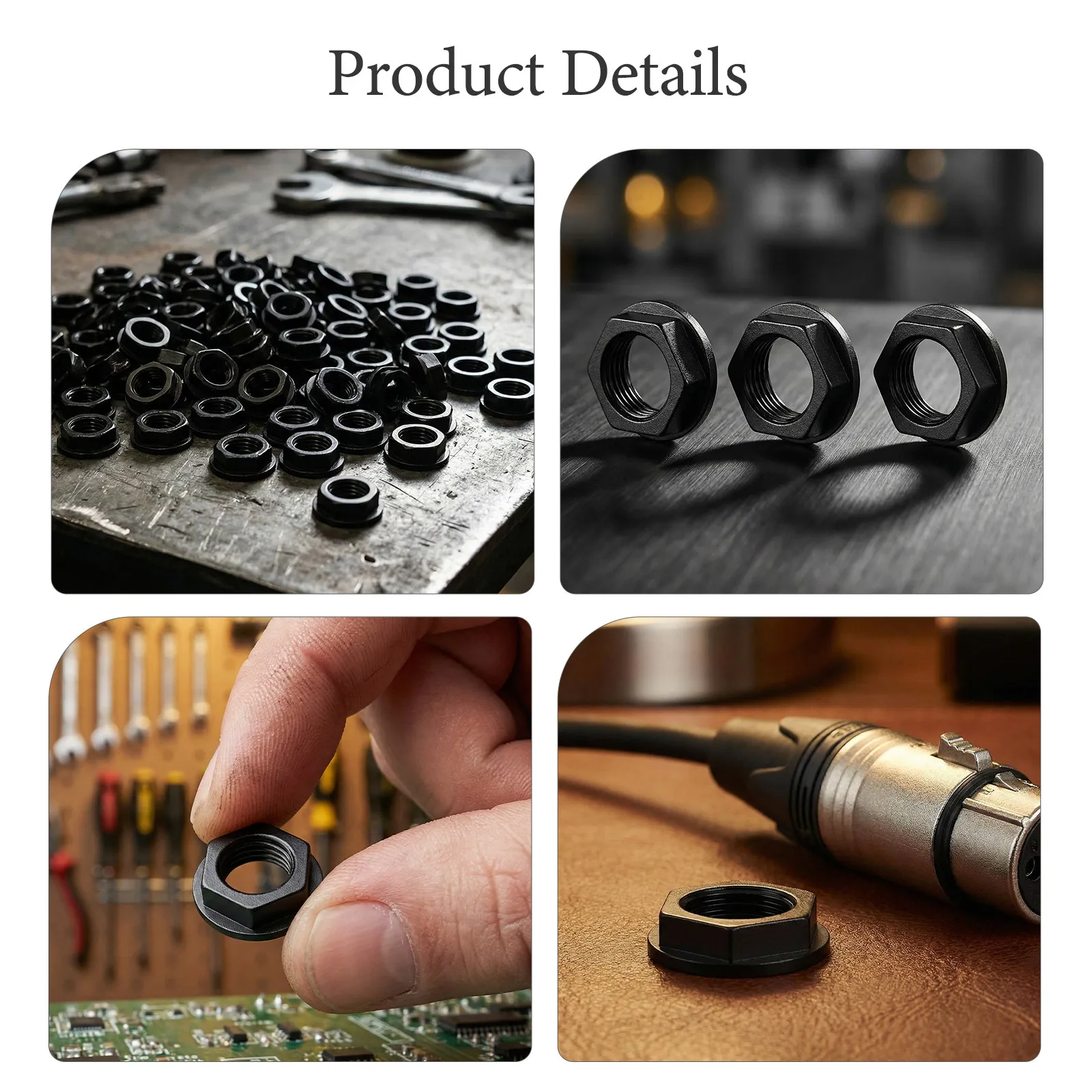 100Pcs Jack Socket Nuts Audio Jack Mounting Nut Secure Fastening Guitar Microphone Repair Replacement Parts Acoustic Guitar view 2