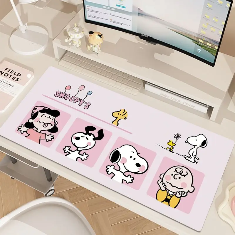 Snoopy cartoon mouse pad de grandes dimensões bonito xxl tapete de mesa de jogo escritório mousepads 800x300mm dormitório mouse pad acessórios do computador