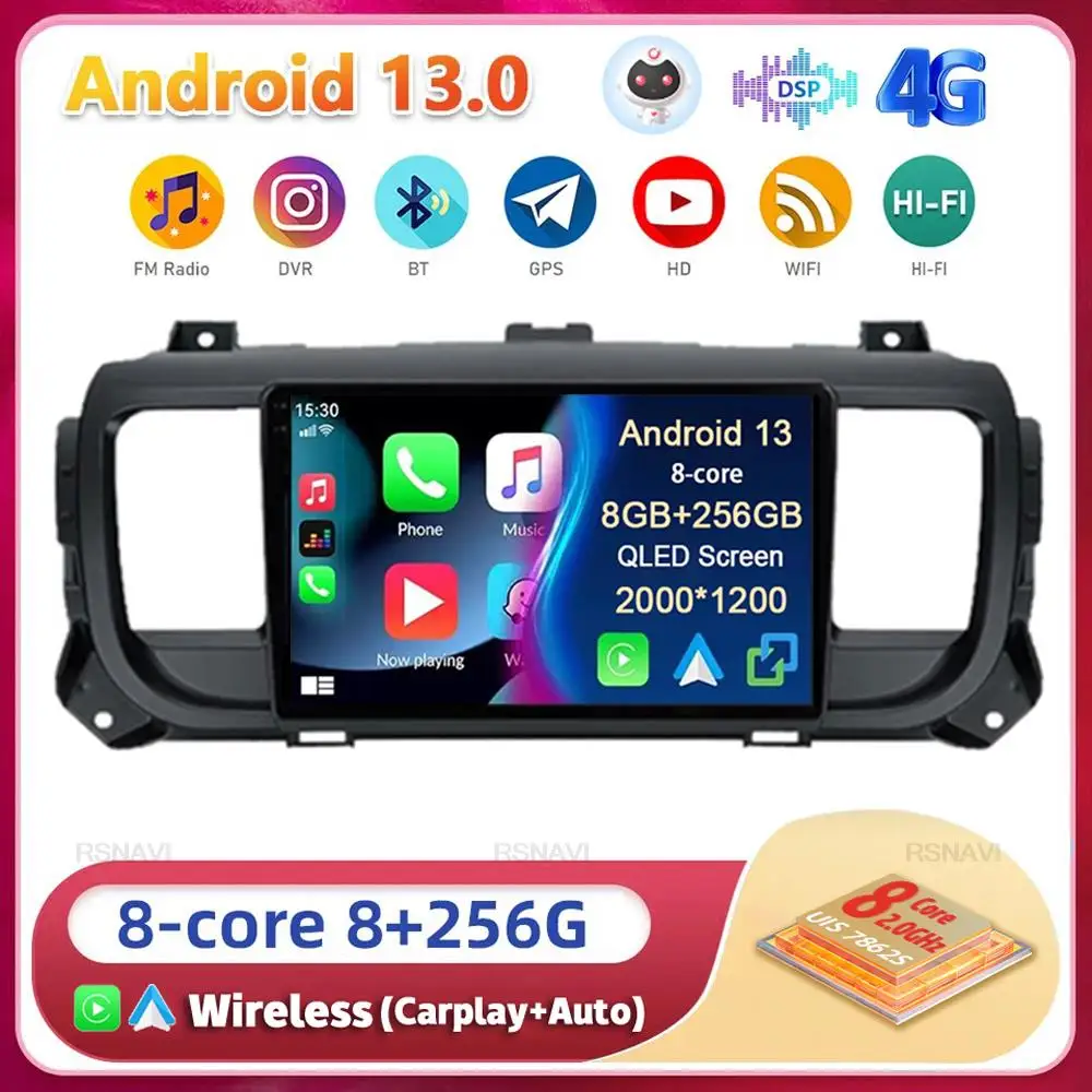 

Android13 Carplay For Citroen Jumpy III SpaceTourer Peugeot Expert 3 2016 2017 - 2021 Multimedia Car Radio Player WIFI+4G Stereo