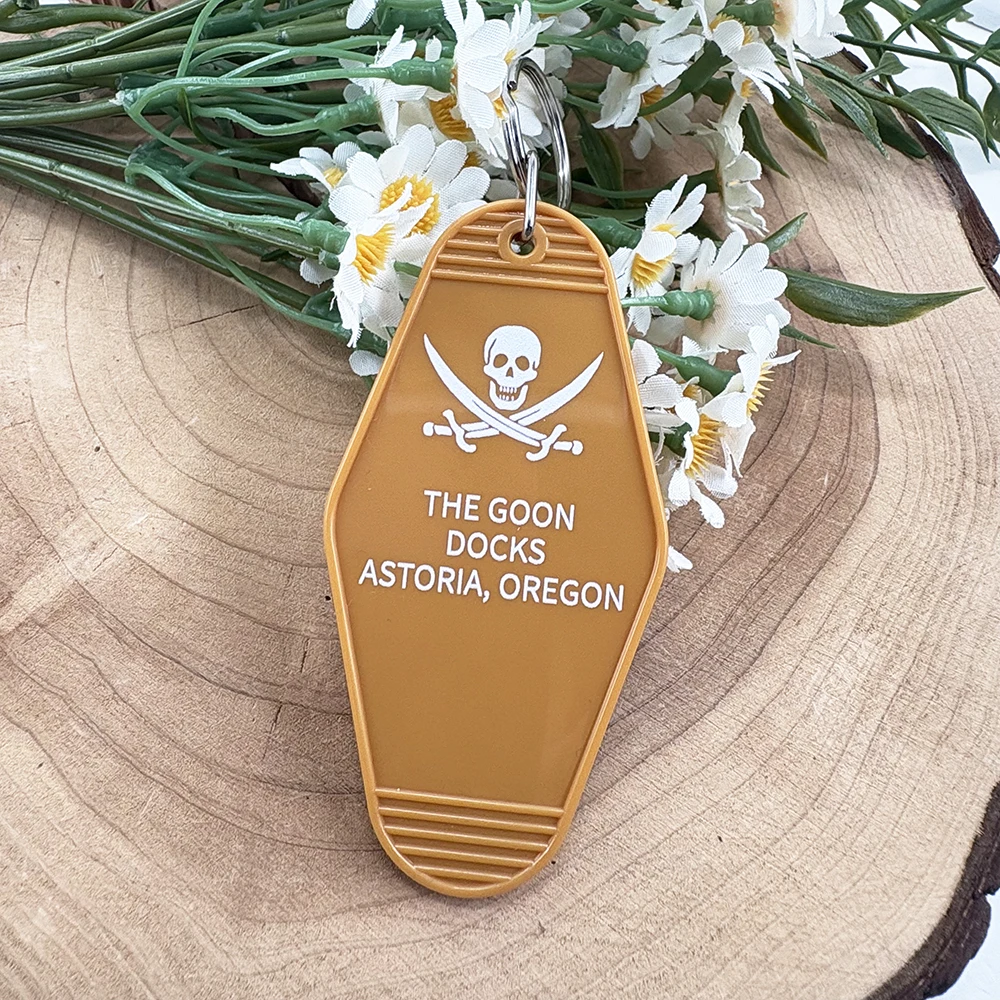 The Goon Docks Astoria Oregon The Goonies Never Say Die Keychain Skull Crossbones Pirate Gothic Logo Keyring Film Halloween Gift