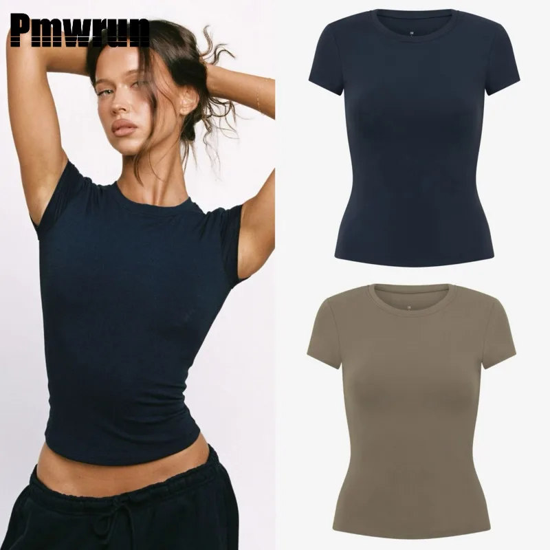 

PMWRUN Women's Leisure Tank Crop Top, Deep V-neck Tight Yoga Vest for Home Gym Workout Fitness Activewear 2025 New