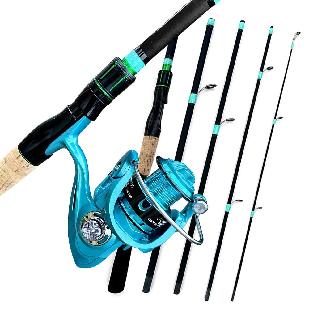 GHOTDA Lure Angelrute und Rolle Combo Kit 4/5 Abschnitte 1,8 m 2,1 m Jigging Pole Spinnrollen Set für Süßwasserbarschangeln