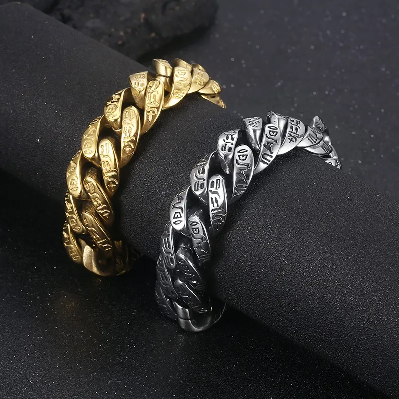 

Men's Stainless Steel Bracelet Viking Totem Rune Link Chains Bracelet Retro Punk Totem Bracelet For Men Accessories Jewelr