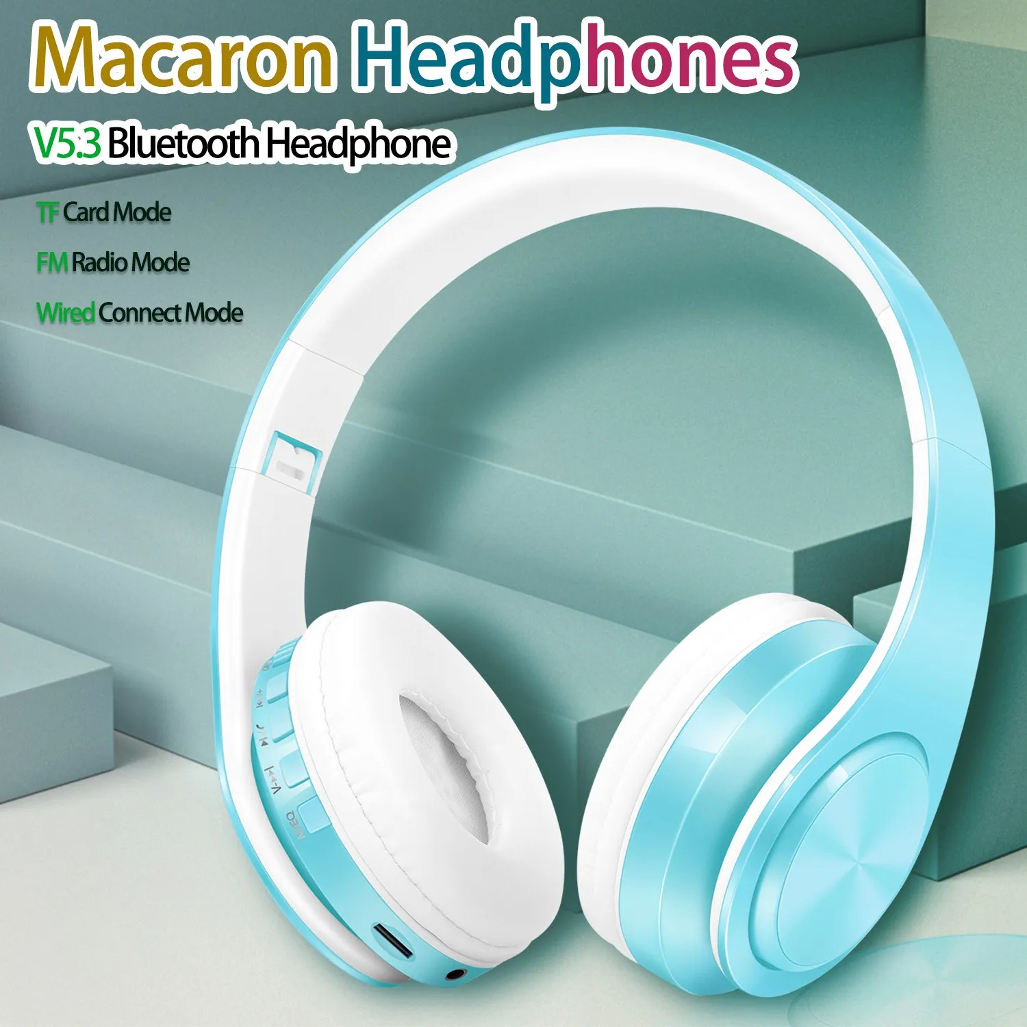 2025, neuer Stil, Macaron, warme Farbe, kabelloser Bluetooth-Kopfhörer, Stereo-Stirnband-Headset, unterstützt FM-MP3-Mikrofon für mobiles Tablet