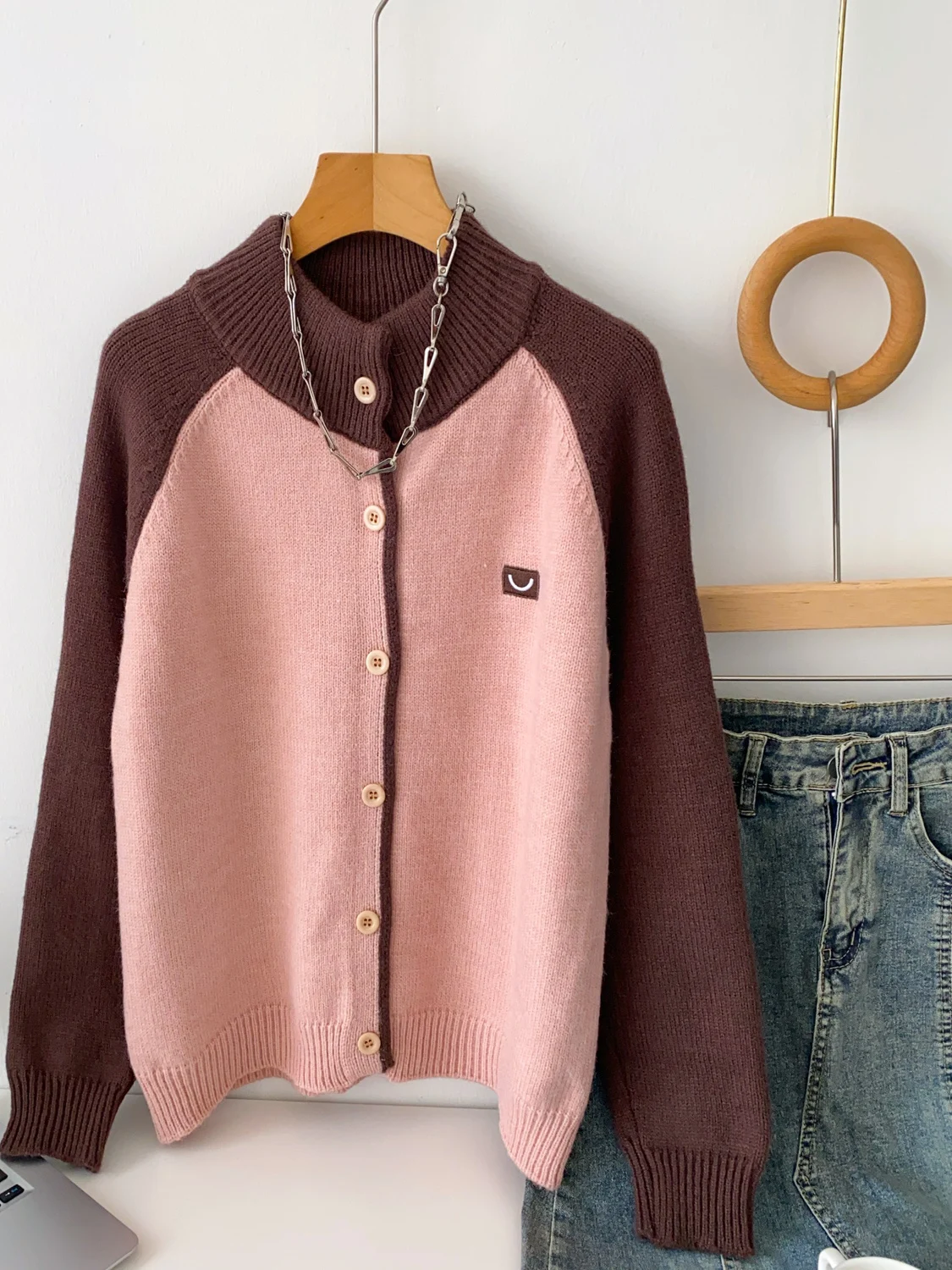 فضفاضة تناسب اللون بلو جولة Ne Long Sve محبوك Jaet المرأة عارضة Sle الشتاء Faionable المفتوحة سترة سترة