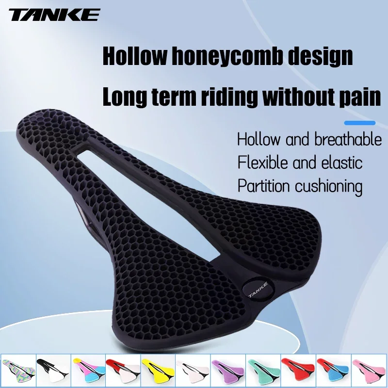

TANKE Серебристые велосипедные седла с 3D-принтом, сотовое дышащее легкое прочное сиденье для верховой езды