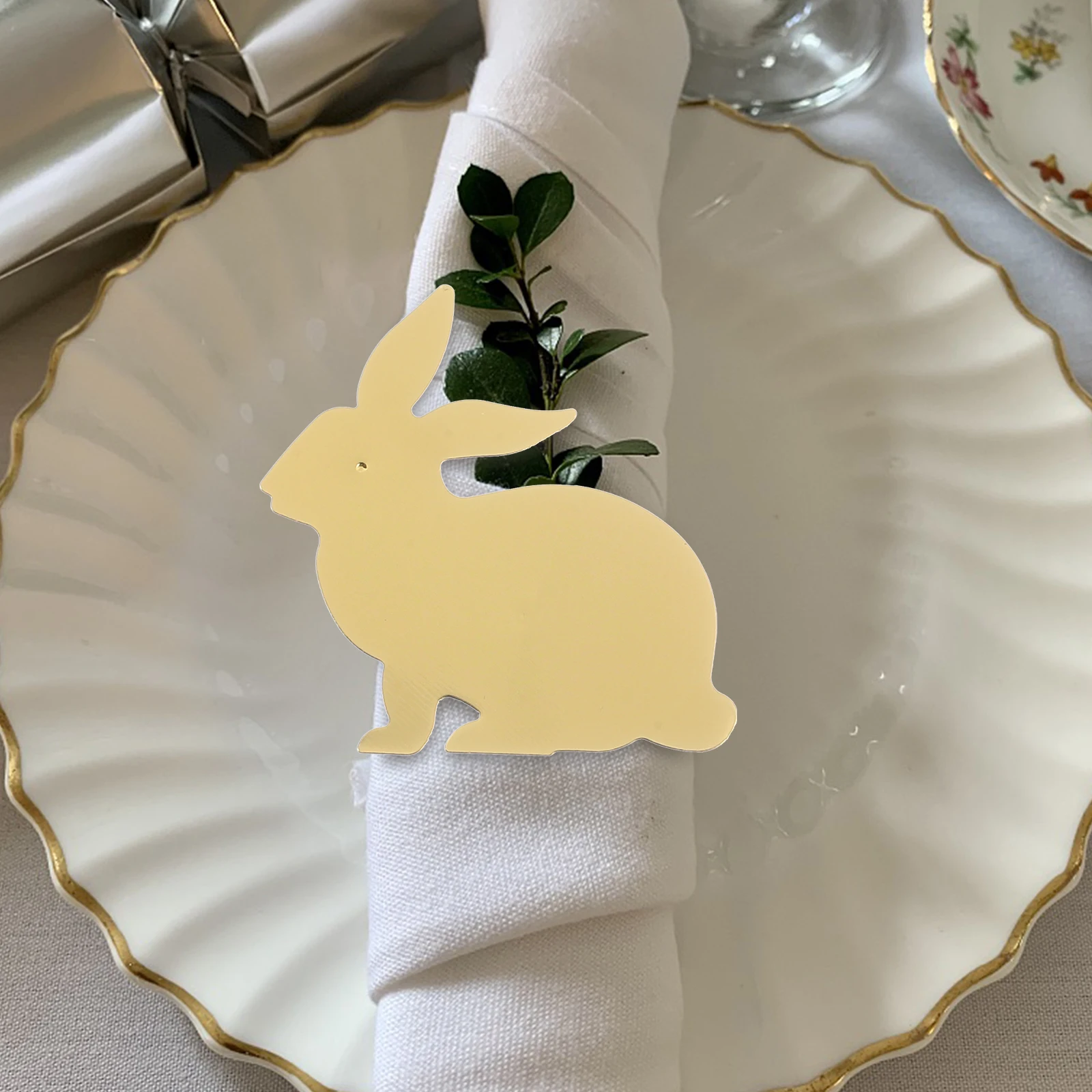 

6Pcs Napkin Rings Easter Table Decoration Rabbit Shape Alloy Napkin Buckles Elegant Dining Party Holders