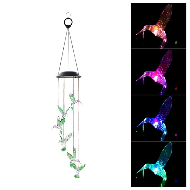 Hummingbird Outdoor Solar Lights, Solar Wind Chime Lights, Hanging Gifts For Mom And Grandma-AT64