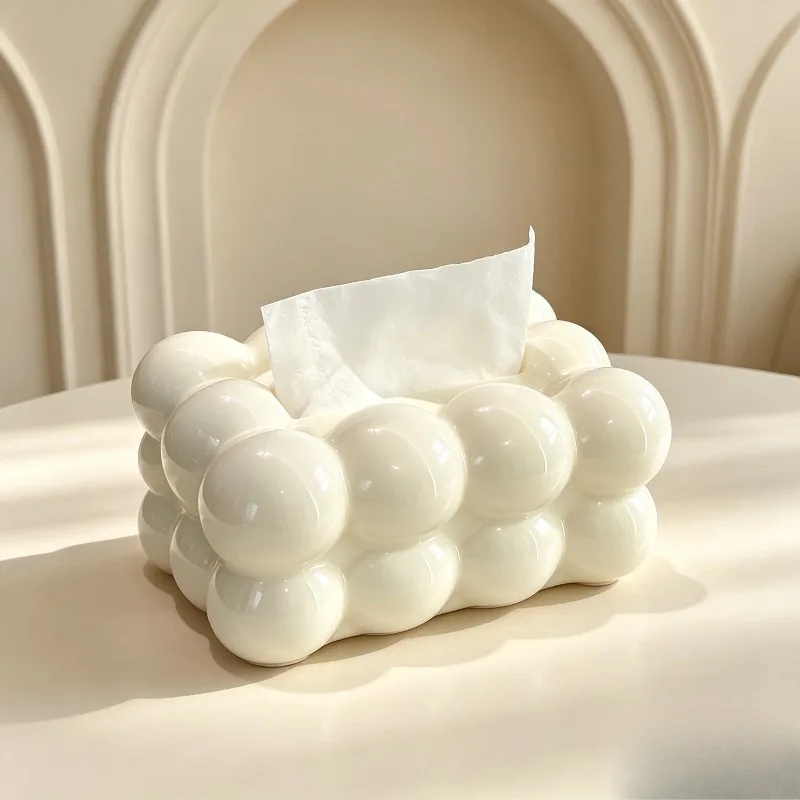 Cream Style Marshmallow Plastic Tissue Box European Ins Home Decor Napkin Holder Black White Table Tissue Storage Case