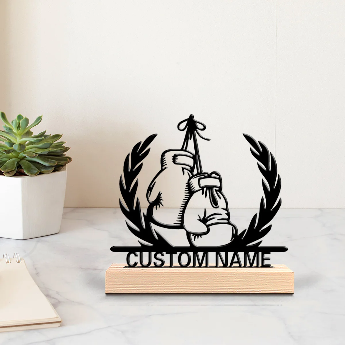 1 Stück modische, personalisierte Boxhandschuh-Metallstatuen, geeignet für Trainer, Boxer-Geschenke, Jungen-Themen
