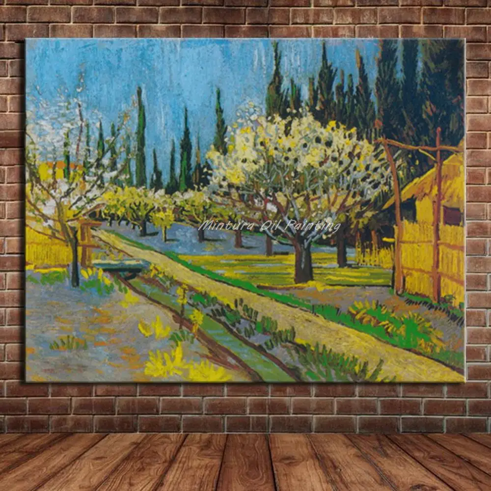 Orchard In Blossom Bordered By Cypresses Of Vincent Van Gogh Handmade Famous Oil painting On Canvas,Wall Art,For,Home Decoration