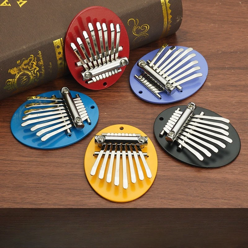 8 Keys Mini Kalimba Thumb Piano Portable Finger Piano Cute Pendant Toy for Kids Beginners with Metal Base view 3