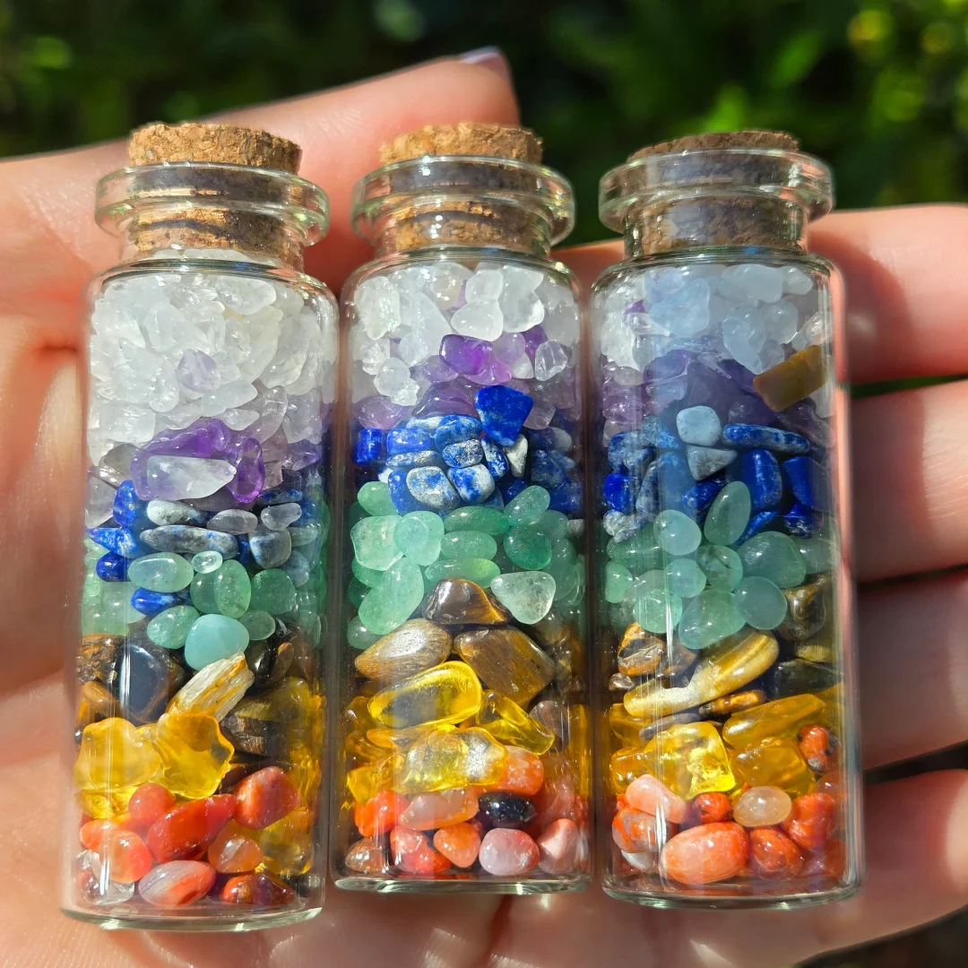 1pc 7 Colour Crystal Chips Wish Bottle, Crystal Wishing Bottle, Crystal Small Gift