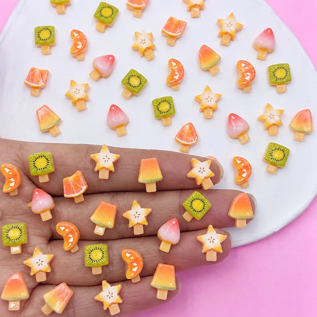 50pcs Orange Fruit Popsicle 3D - đánh giá và giá Nail Art Orange