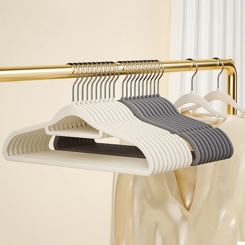 

10PCS Plush Hangers for Anti Slip, Seamless, Dry and Wet Dual-purpose Clothing Store, Home and Home Storage