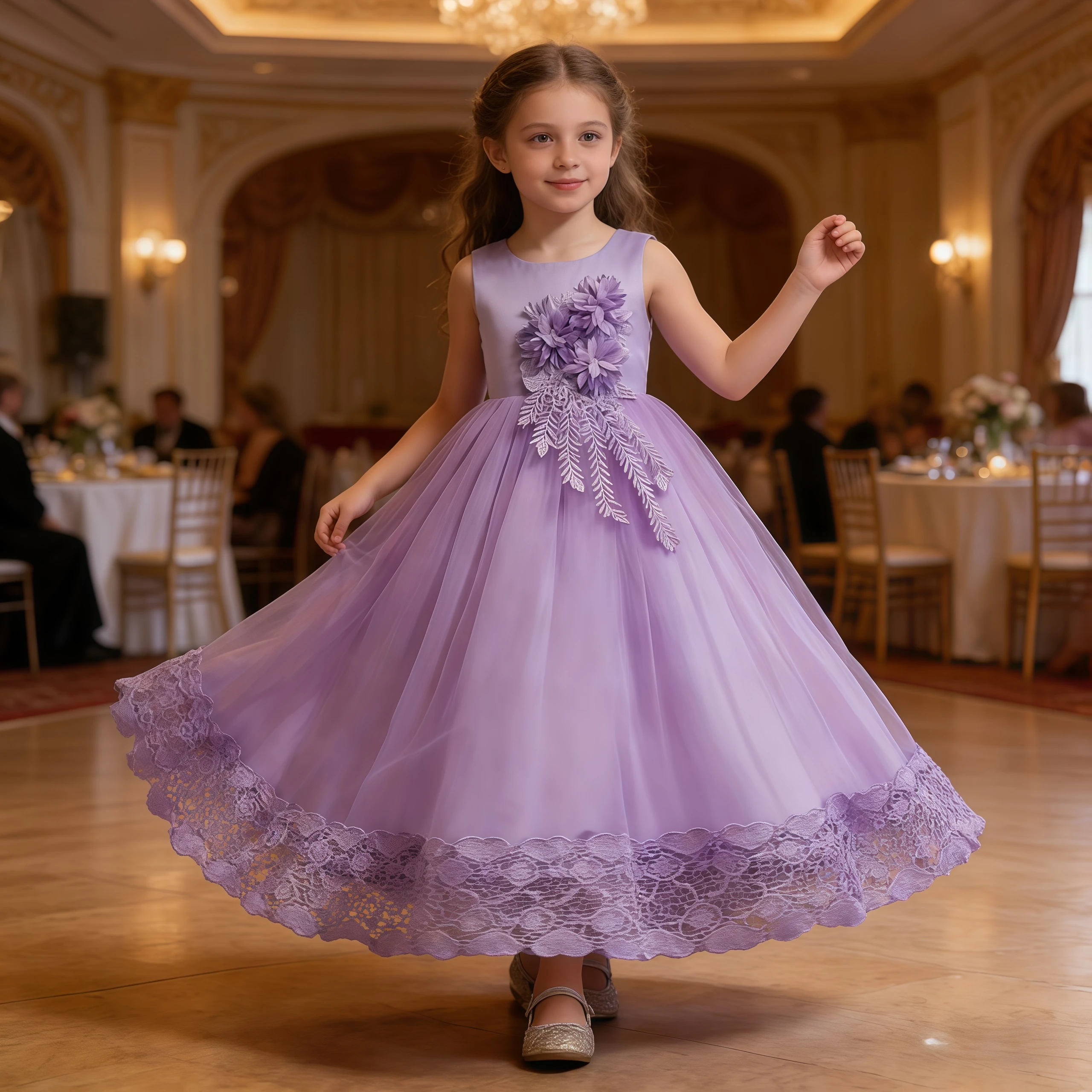 

Summer Tulle Flower Girls Prom Princess Dress For Wedding Birthday Party Kids First Communion Long Gown Formal Evening Clothes