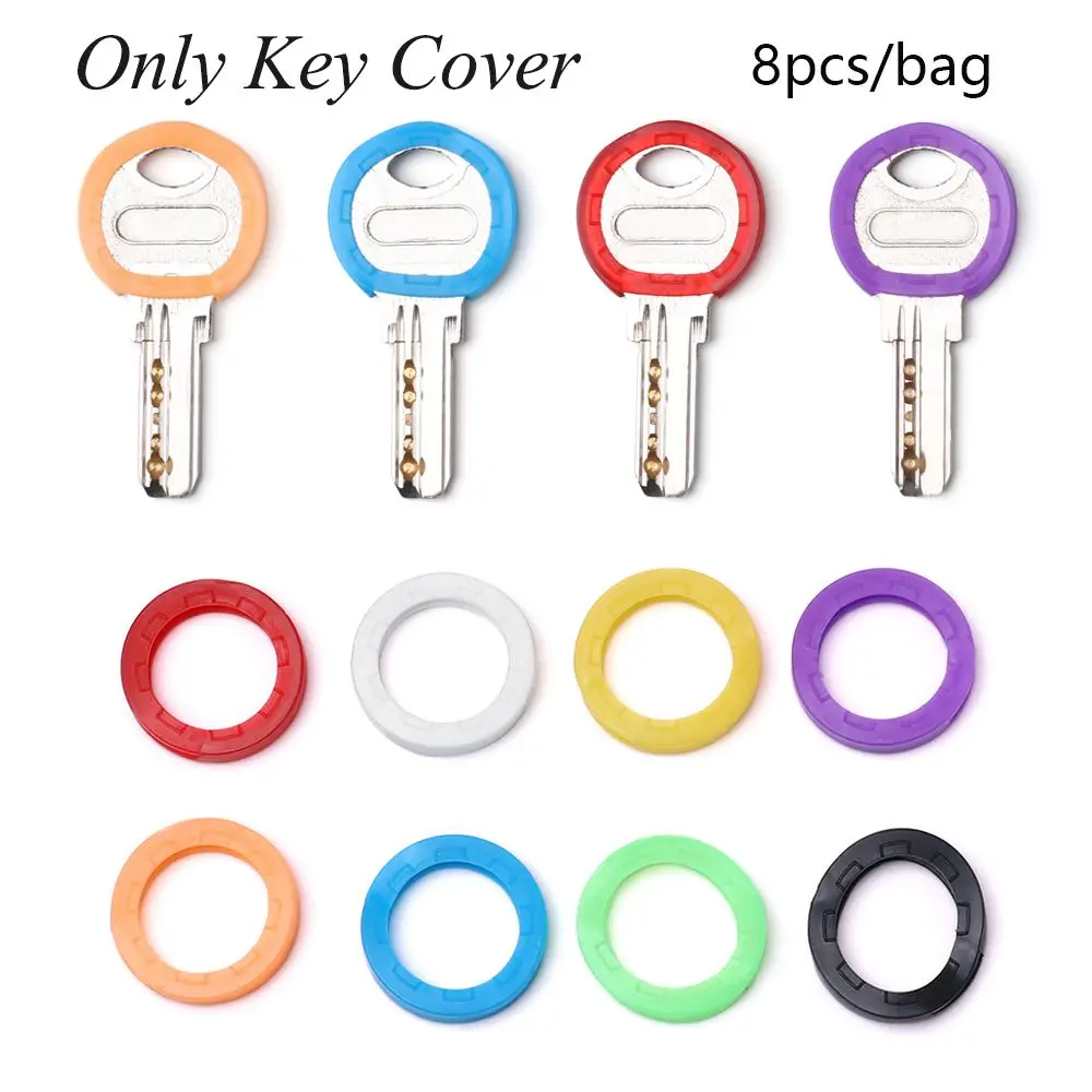 8pc/set Random Colors Hollow Silicone Key Cap Covers Topper key holder Keyring Rings Key Case Bag Organizer Wallets