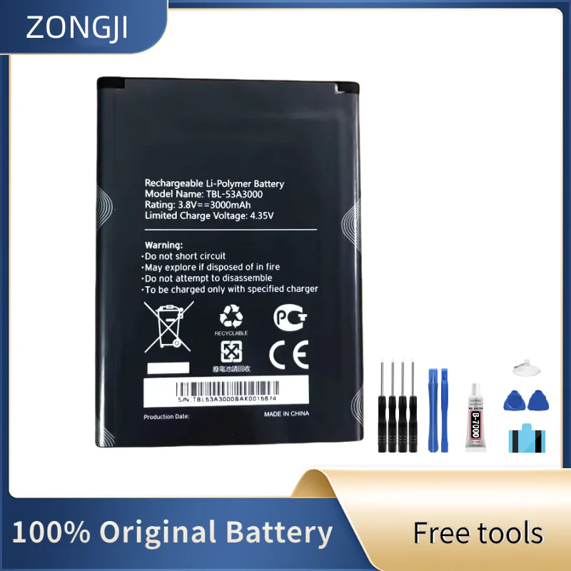 ZONGJI New Compatible Battery For TP-link M7650 M7450 Wifi 3000mAh TBL-53B3000 Batteries +Tools