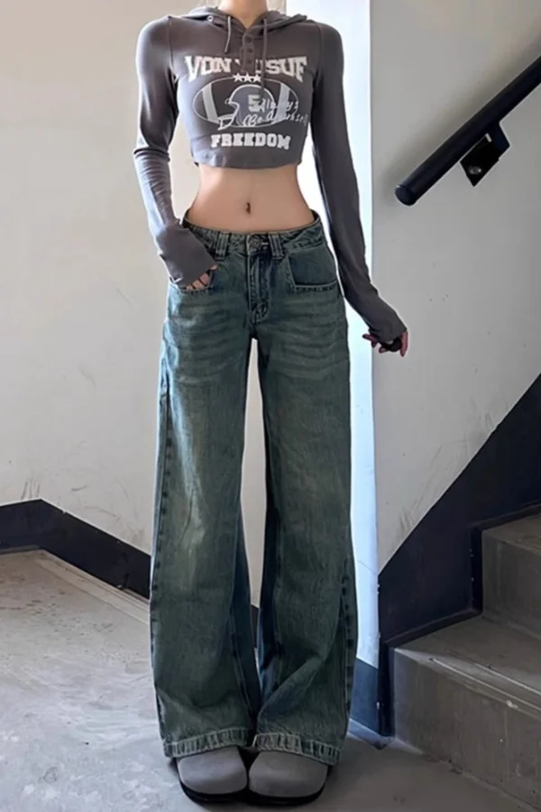 Women'S Low Rise Jeans Downtown Style Straight Leg Regular Fit Standard Cut Female Trousers Denim Ladies Fashion Comfortable