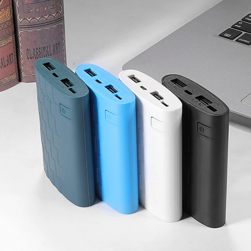 DIY Power Bank Box Flat Head Battery Charger Outer Case Dual USB Output Ports Plastic Shell Box Power Bank Cases