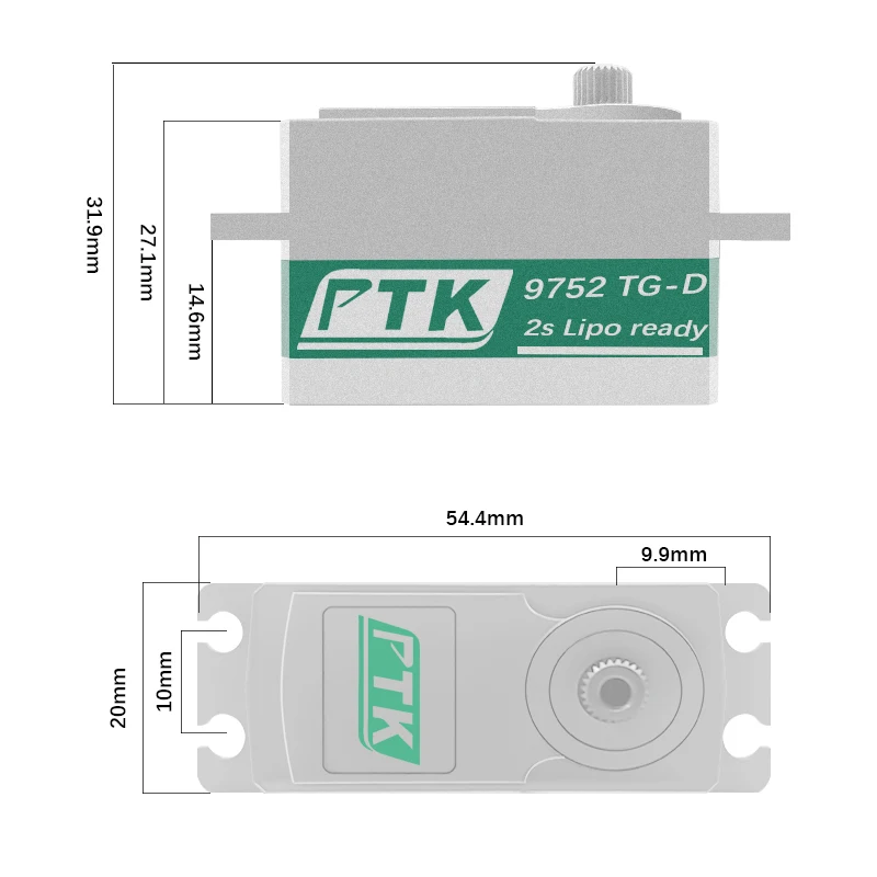 PTK 9752TG-D Metal 1/8 1/10 Remote control car drift Flat Sports car squat servo High speed model servo low profile servo