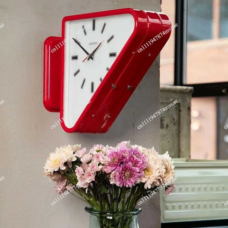 Living Room Minimalism Clocks Two-sided Wall Clocks Triangle Modern Clock Mechanism Silent Design Clock Watch for Decoration