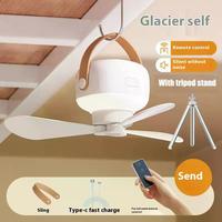 F2 Portable Ceiling Fans Rechargeable LED Electric Remote Control Fan Night Lamp Home Outdoor Camping Tent Hanging Fan Light