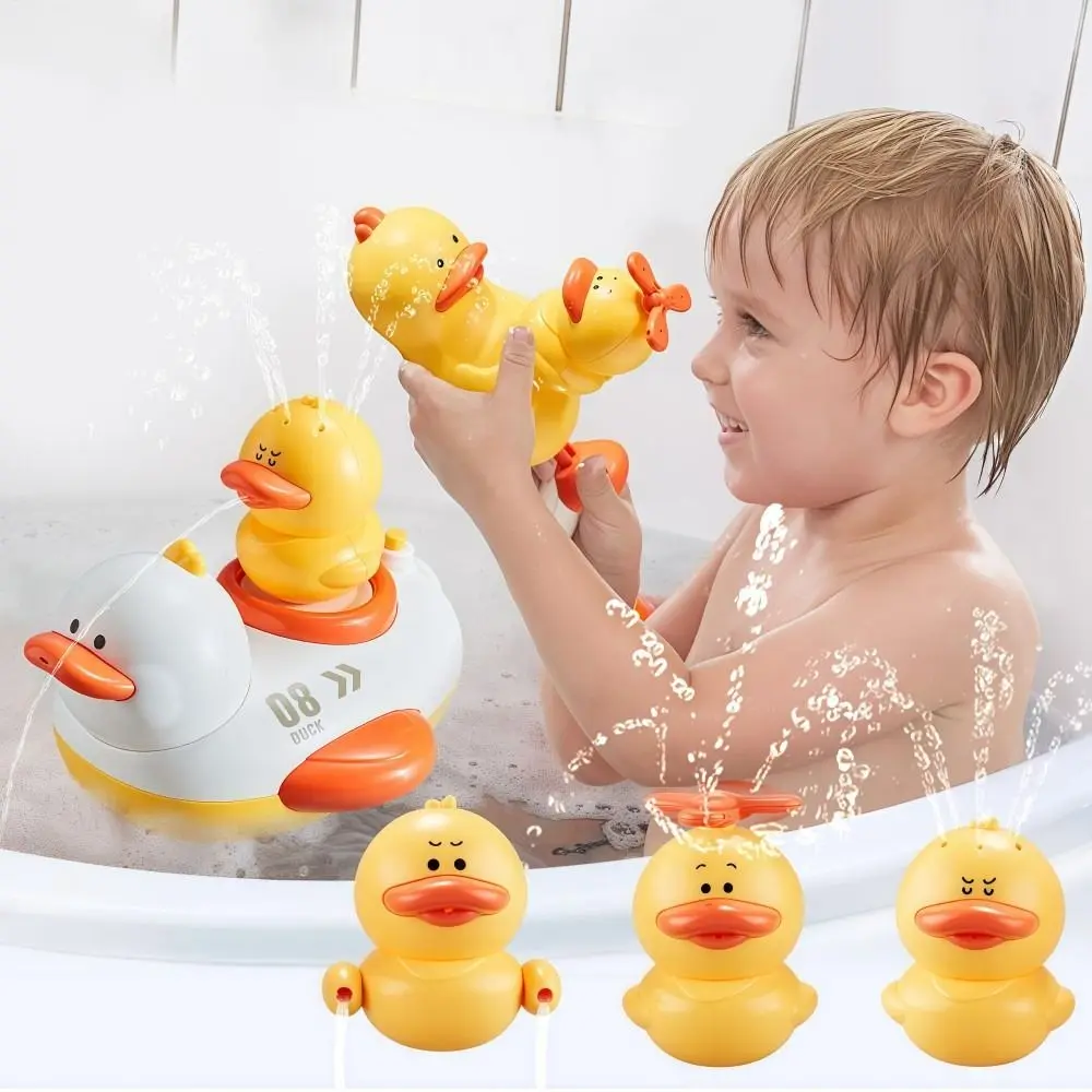 

Fun Electric Baby Bath Water Toys Rotation Squirting Ducks Bath Shower Head Multifunctional Cartoon Shower Toy Set For Bathtub