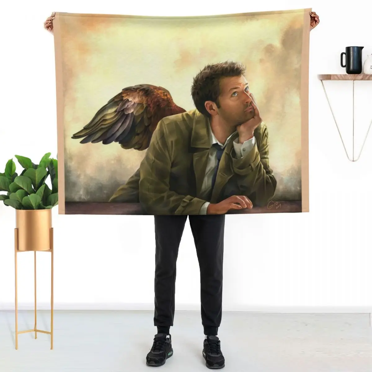 Castiel Renaissance style Throw Blanket valentine gift ideas For Sofa Thin Soft Plaid Sleeping Bag Camping decorative Blankets