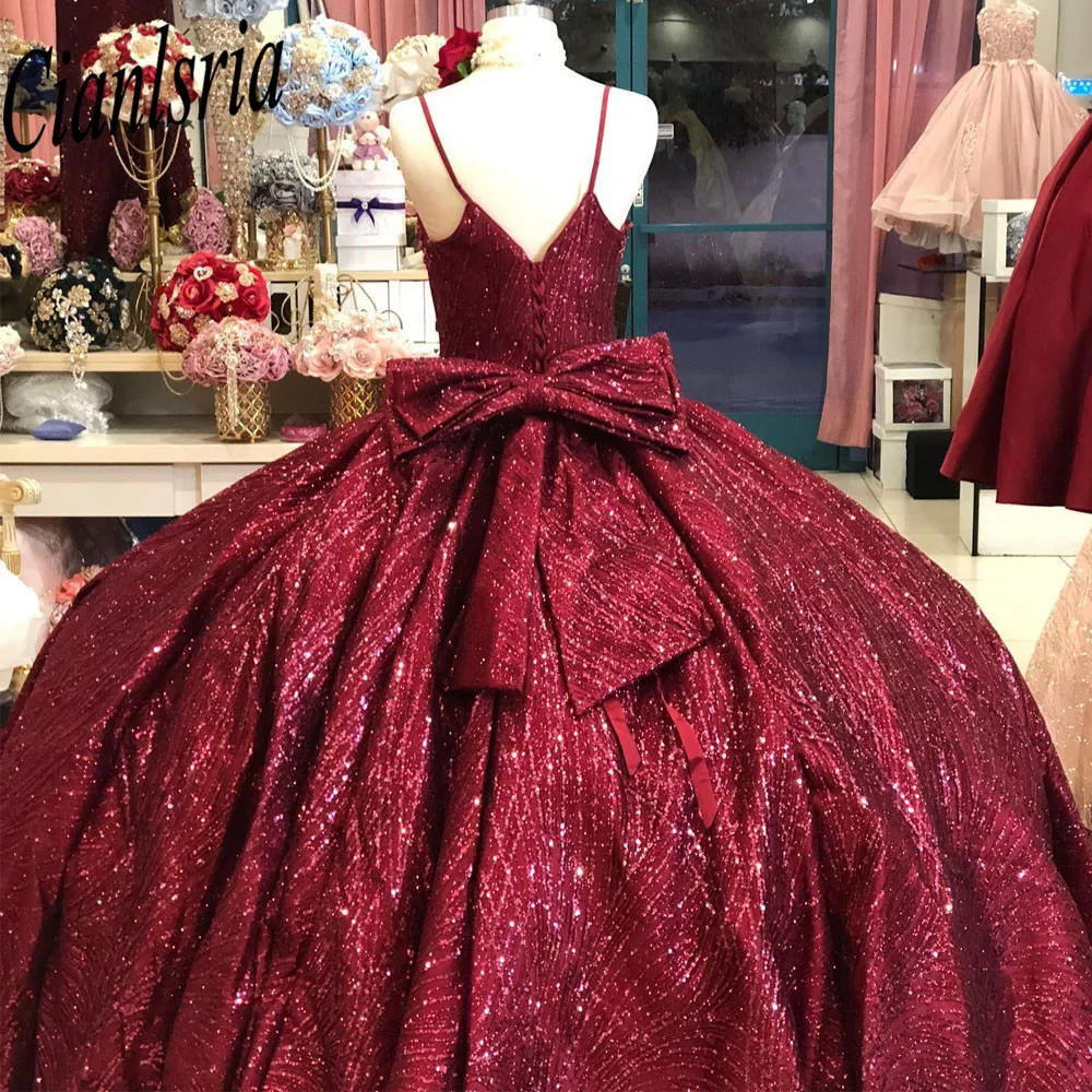 Wine Red Princess Ball Gown Quinceanera Dresses With Bow Off Shoulder Lace Appliques Beads Vestidos De 15 Anos Sweet 16th Dress