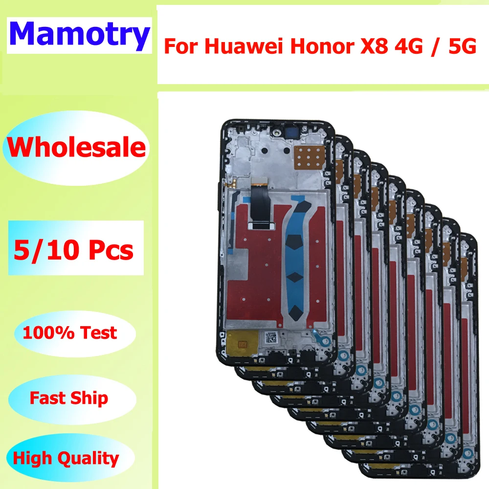 

Оптовая продажа, 5/10 шт./лот для Huawei Honor X8 4G, сенсорный ЖК-дисплей в сборе для Honor X8 5G