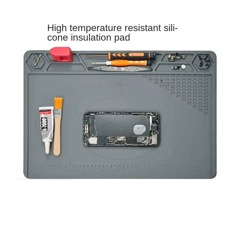 TE-616 Heat Resistant Silicone Soldering Mat Anti-corrosion Work Pad with Magnetic Repair IC Silicone Heat Insulation Pad