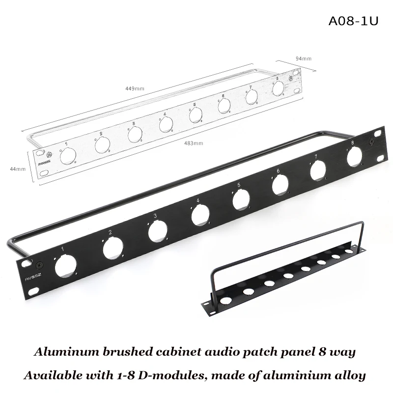 19in 8/12-24 Channels 86 Panel Patch Panel 1U 2U Blank Cabinet Blind Plate Fits D Type XLR RJ45 Network Speaker Socket Connector