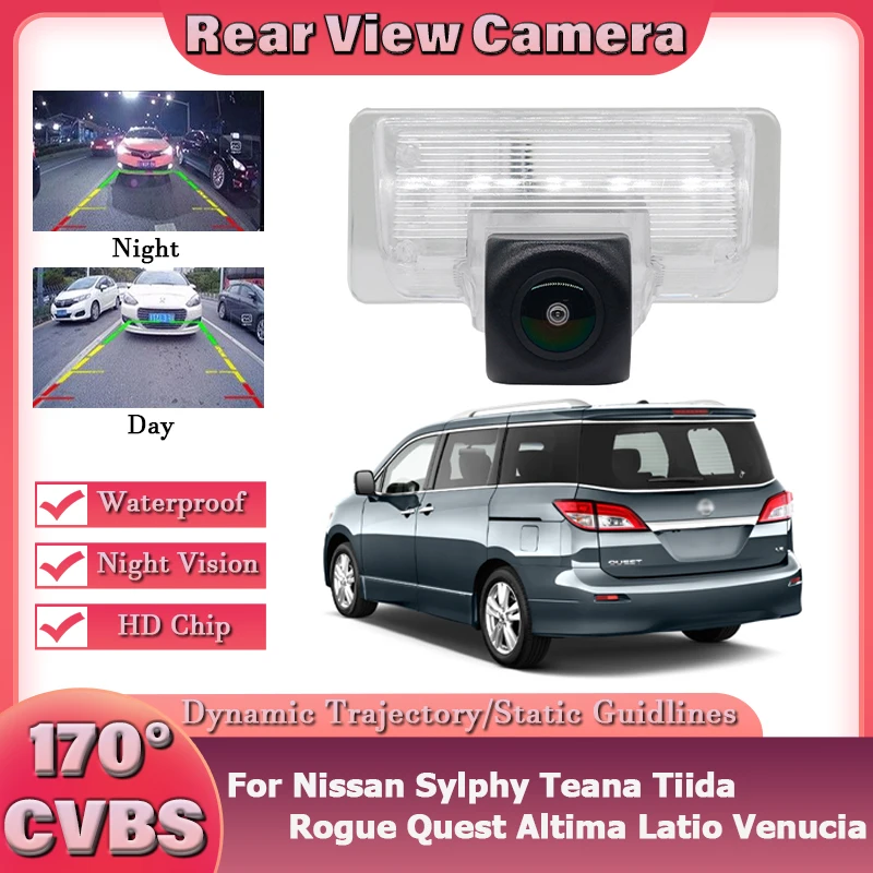 HD 170° Fisheye Dynamic Trajectory Car Rear View Wireless Camera For Nissan Sylphy Teana Tiida Rogue Quest Altima Latio Venucia