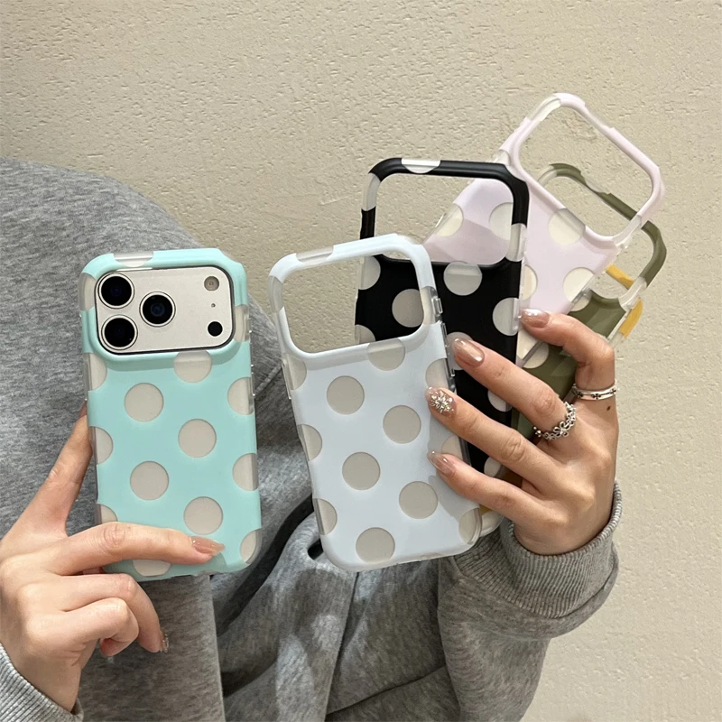 Fundas de Teléfono con Diseño de Puntos para iPhone 15 16 17 Pro Max, Funda 13 14 Pro, Carcasa Rígida IMD TPU a Prueba d