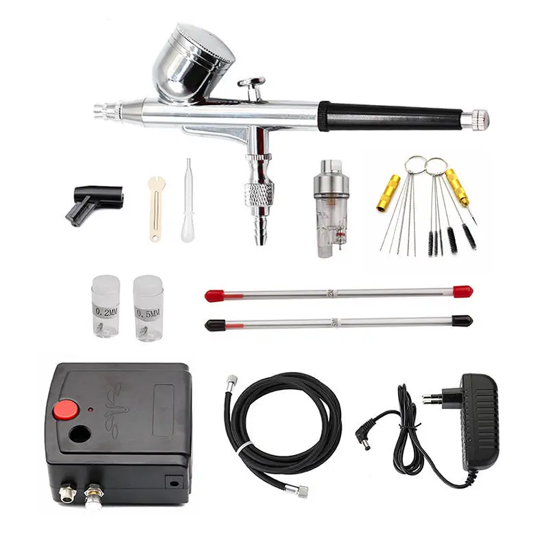 Dual-Action Spray Gun Airbrush with 0.3mm Airbrush Kit for Nail Airbrush Portable Mini Airbrush Set for Model Cake Car Painting
