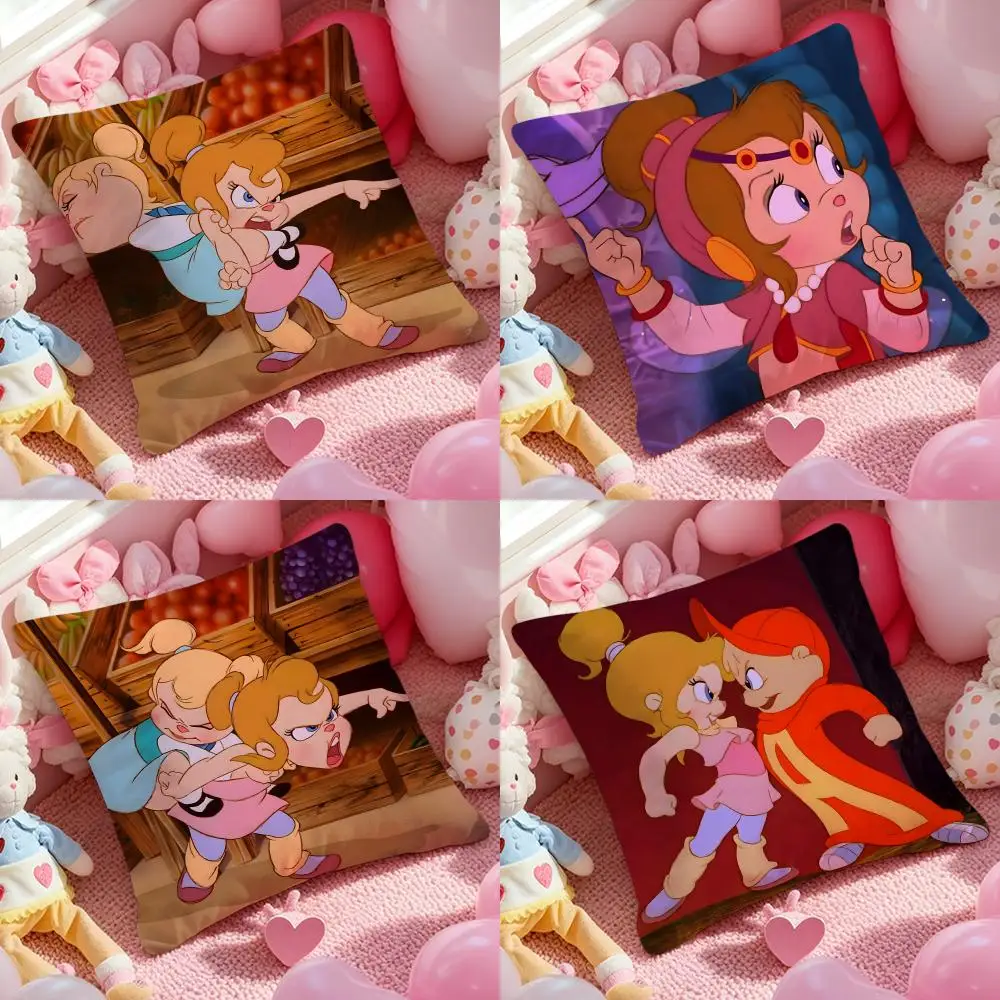 Funda de cojín The Chipmunk Anime Adventure, funda de almohada antipolvo con cremallera Invisible, funda de cojín de sofá de felpa corta sedosa