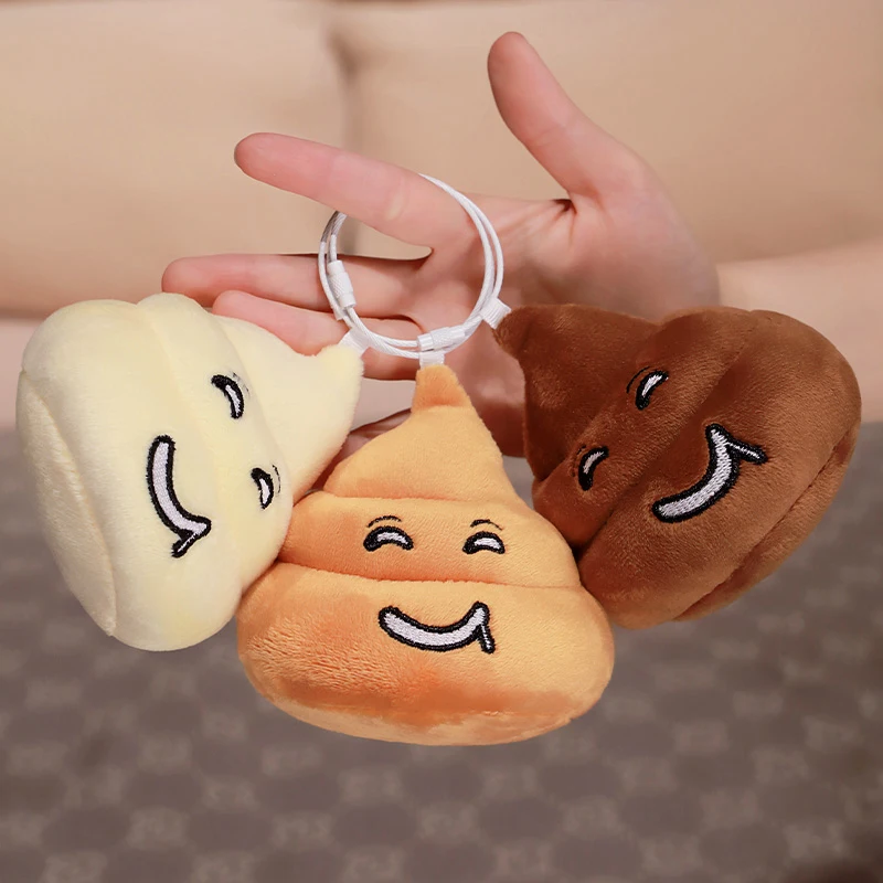 Cute Keychain New Expression Poop Plush Pendant Toy Funny Creative Poop Plush Stuffed Dolls Car Keyring Gift Backpack Bag Decor