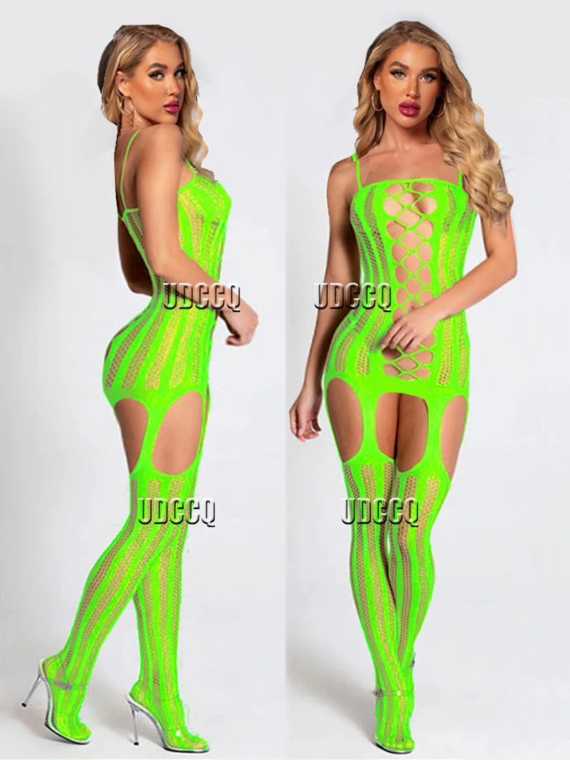 Lingerie woman Babydoll Catsuit Underwear Chemises Teddies garters Costume sleepwea Miniskirt fluorescent green sexy dress