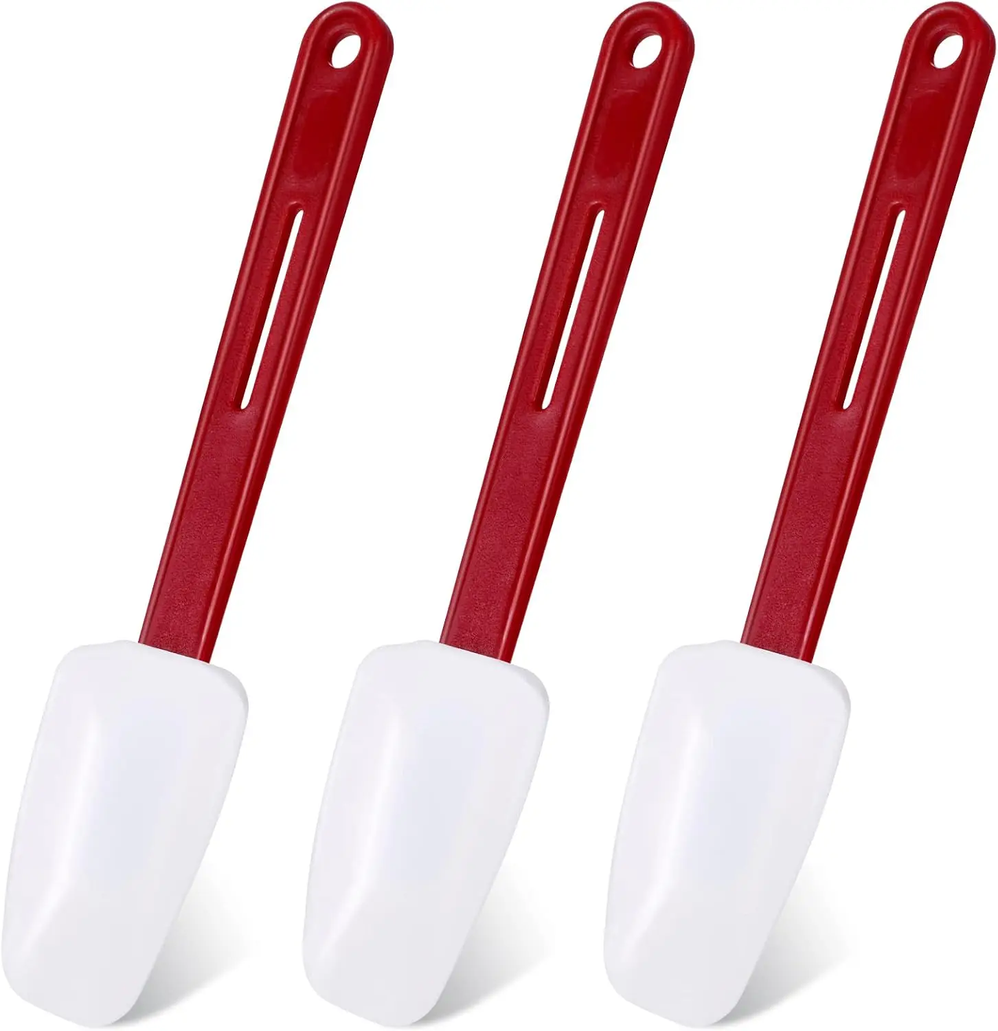 Set of 3 High Temperature Heat Resistant Silicone Spatulas with Robust Rubber Handle for Kitchen (10 X 2 Inches, Spoon Spatula)