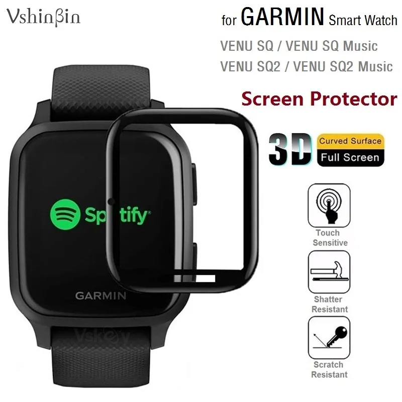 100PCS 3D Edge Soft Screen Protector for Garmin Venu SQ2 / VENU SQ Music Full Coverage Smart Watch Protective Film