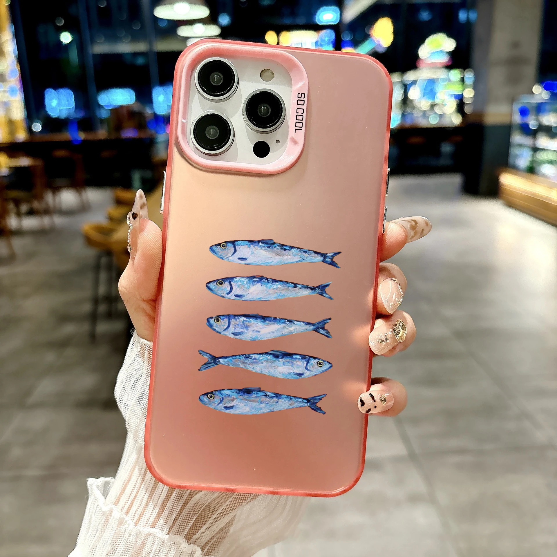 Capa de Celular Rígida com Borda Suave Colorida para iPhone 17 16 15 14 13 12 11 Pro Max 17Air 8 7 Plus Capa Sardines 6 Fundas Capa Bag