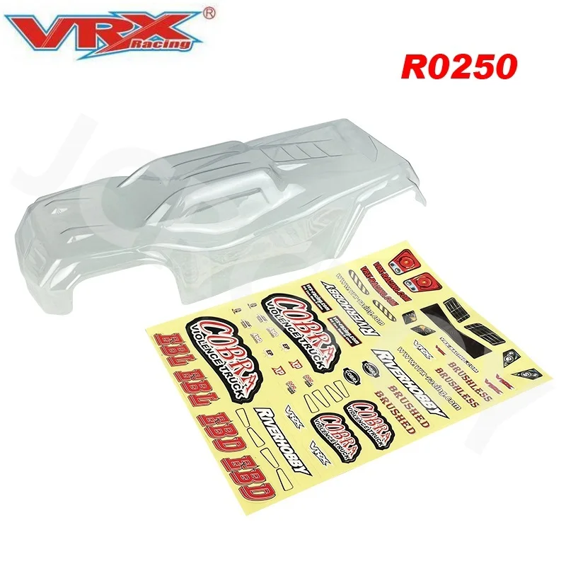 RC VRX R0249 R0250 325mm Wheelbase PVC Body Shell w/Sticker For 1/8 VRX Racing RH817 RH818 COBRA 4WD Electric Truck Parts