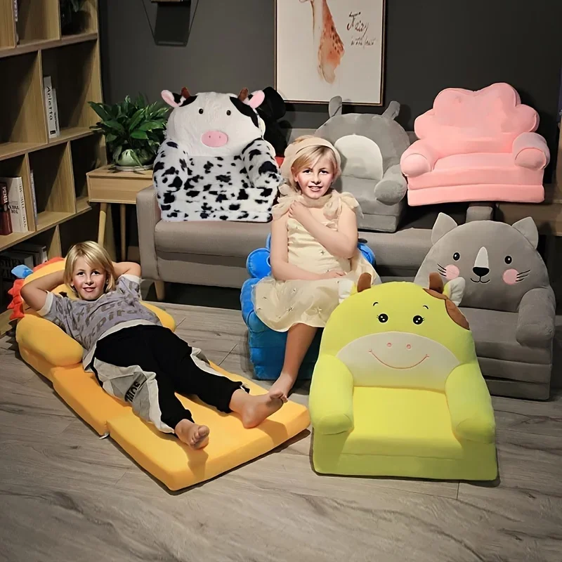 Kids' Plush Folding Sofa Puff Armchairs Frameless Children Sofa Bed for Kids Lightweight Canape Enfant Child Room Furniture